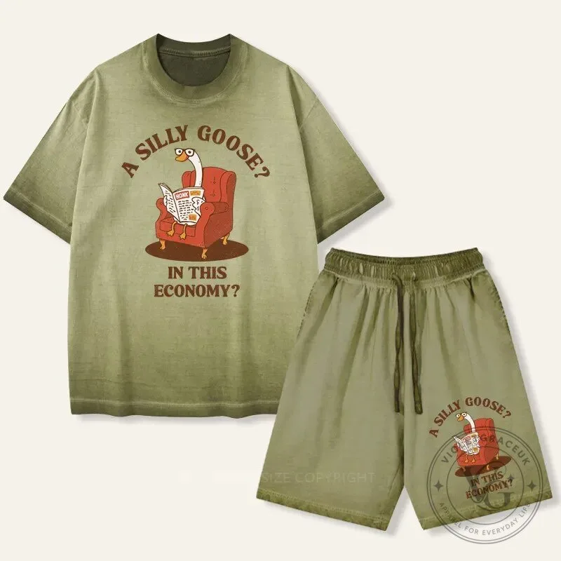 Silly Goose In This Economy Vintage Washed T-Shirt and Shorts Set