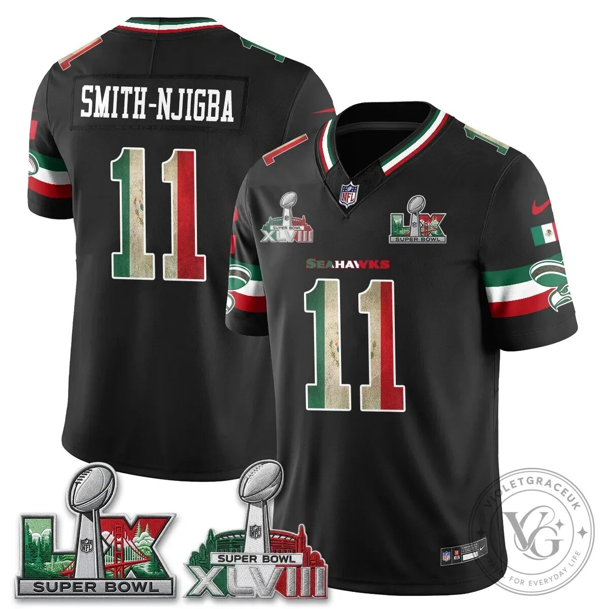 Seattle Seahawks Jaxon Smith-Njigba Mexico Edition Super Bowl Football Jersey