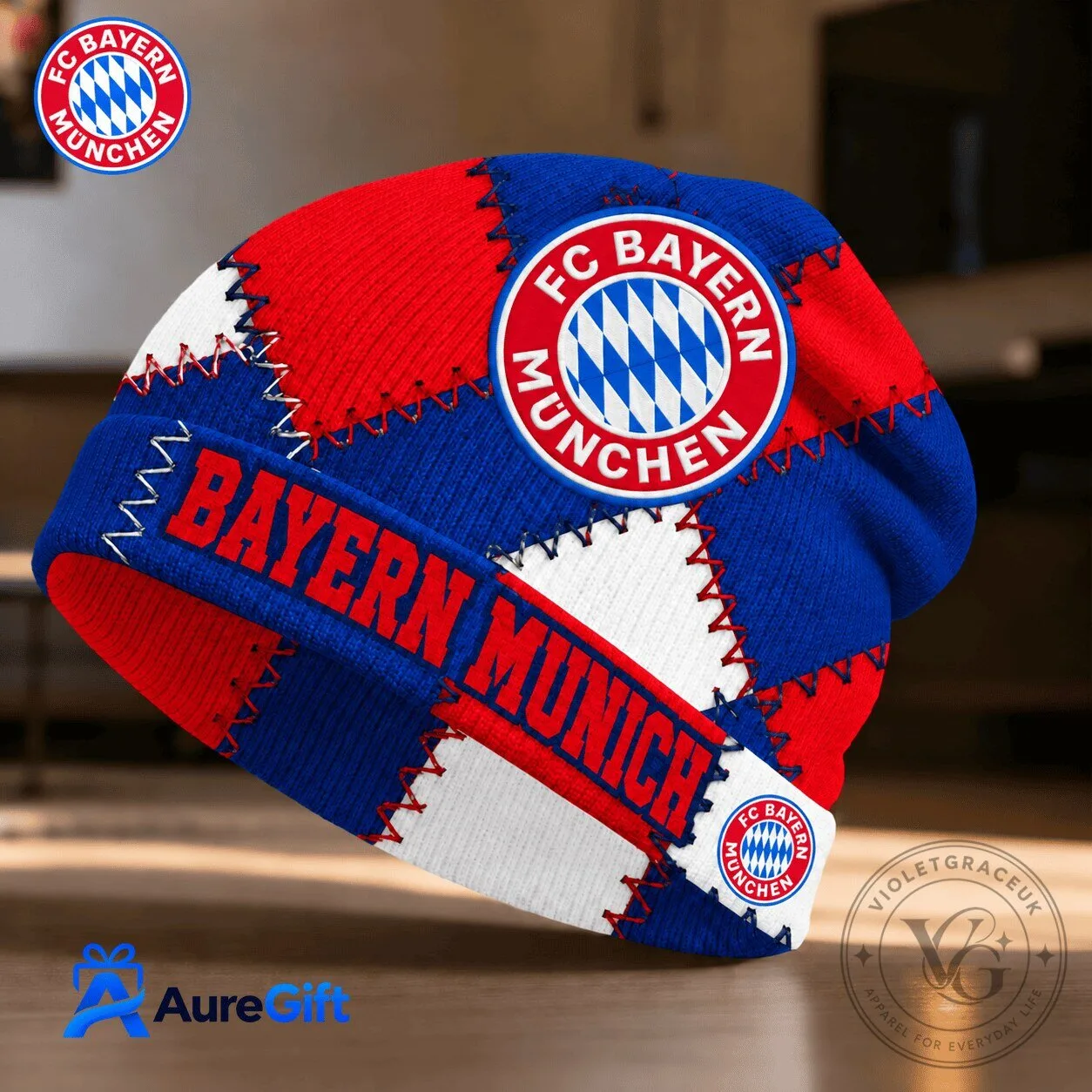 Bayern Munich Bundesliga Patchwork Beanie Hat