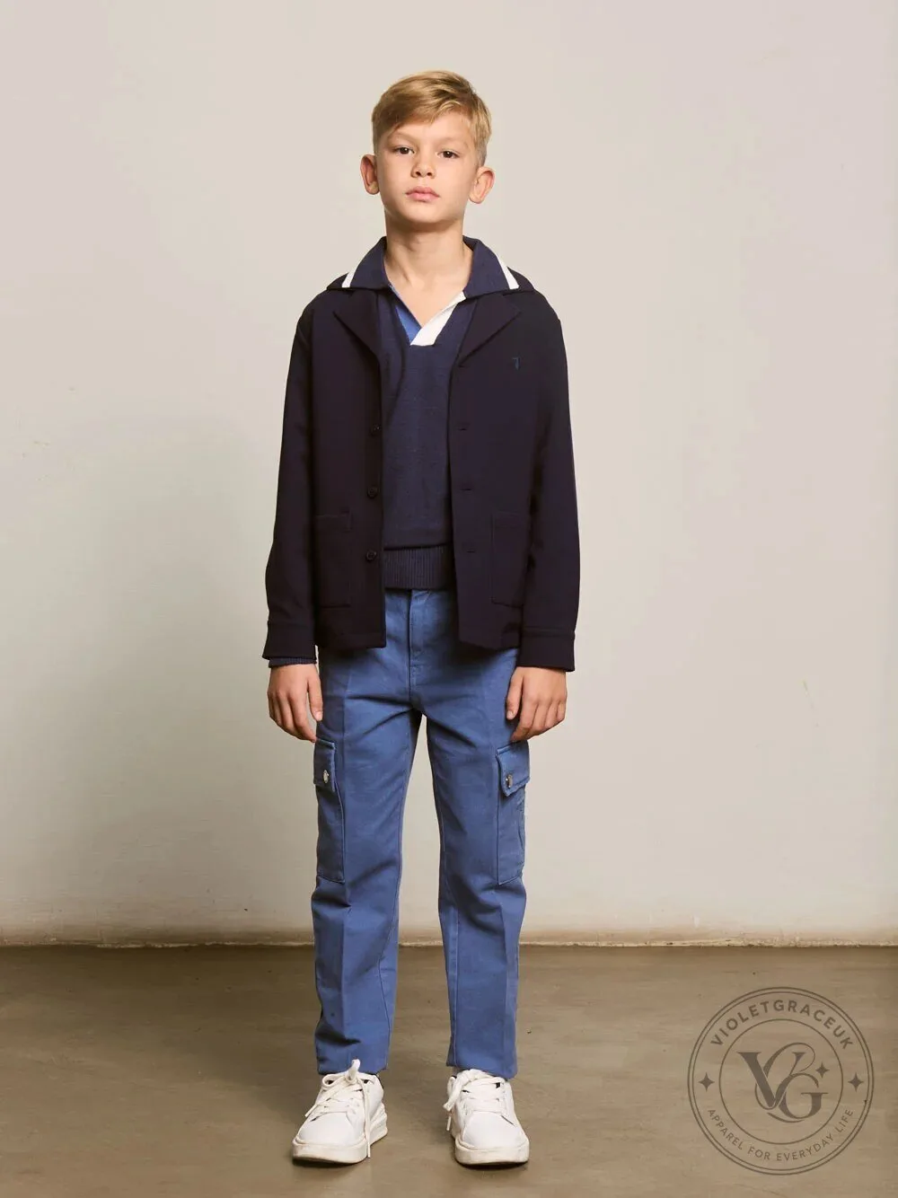 Trussardi Navy Blue Collared V-Neck Long Sleeve Polo Shirt 8 Trussardi Navy Blue Collared V-Neck Long Sleeve Polo Shirt