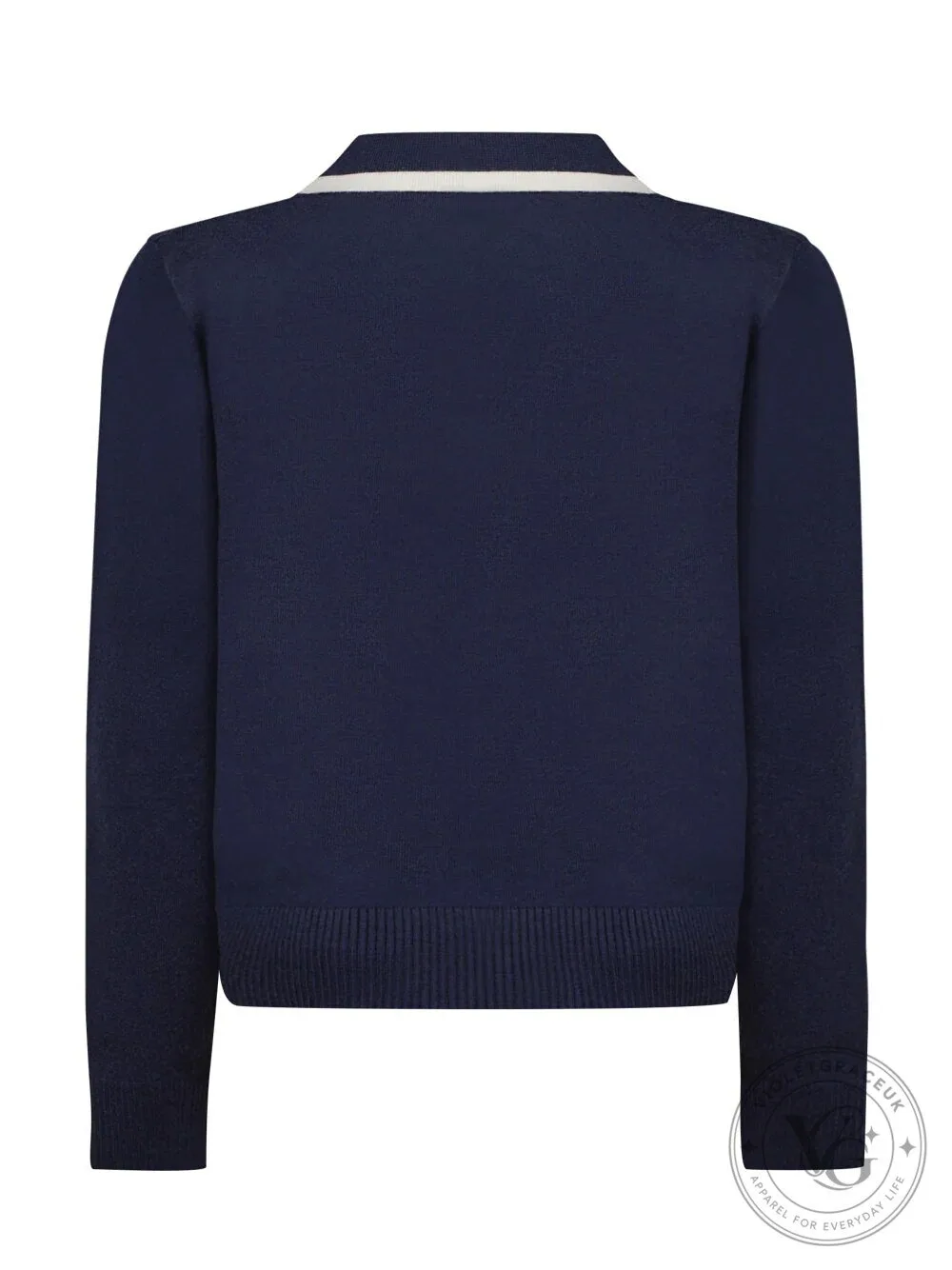 Trussardi Navy Blue Collared V-Neck Long Sleeve Polo Shirt 9 Trussardi Navy Blue Collared V-Neck Long Sleeve Polo Shirt