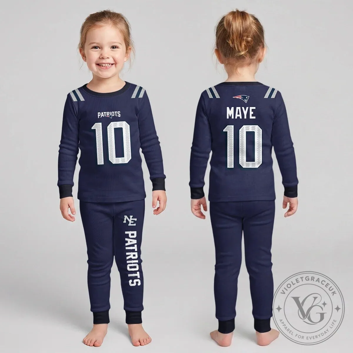 New England Patriots Mac Jones Number 10 Football Team Pajamas Set 26 New England Patriots Mac Jones Number 10 Football Team Pajamas Set