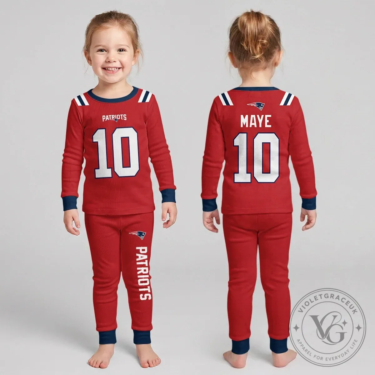 New England Patriots Mac Jones Number 10 Football Team Pajamas Set 27 New England Patriots Mac Jones Number 10 Football Team Pajamas Set