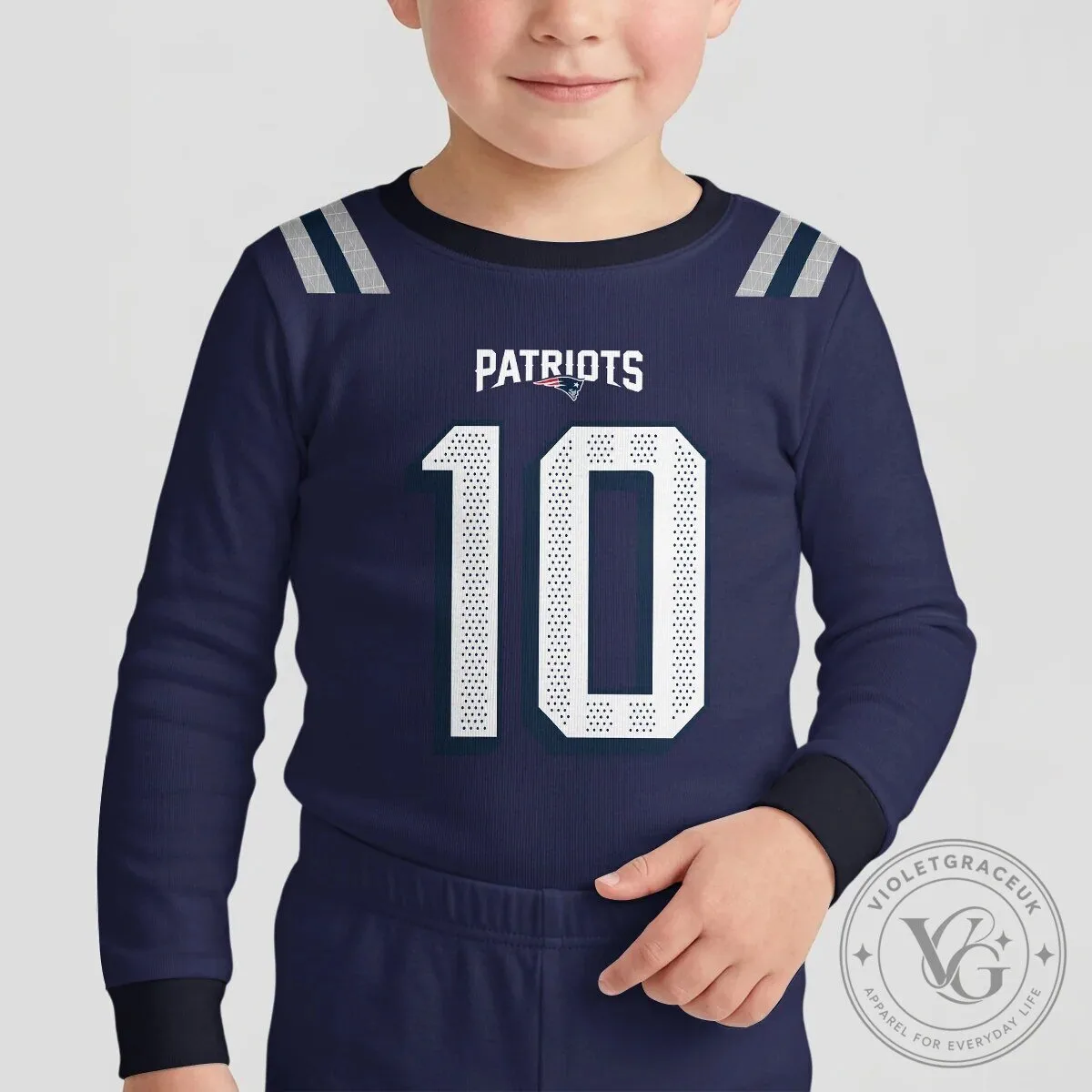 New England Patriots Mac Jones Number 10 Football Team Pajamas Set 30 New England Patriots Mac Jones Number 10 Football Team Pajamas Set