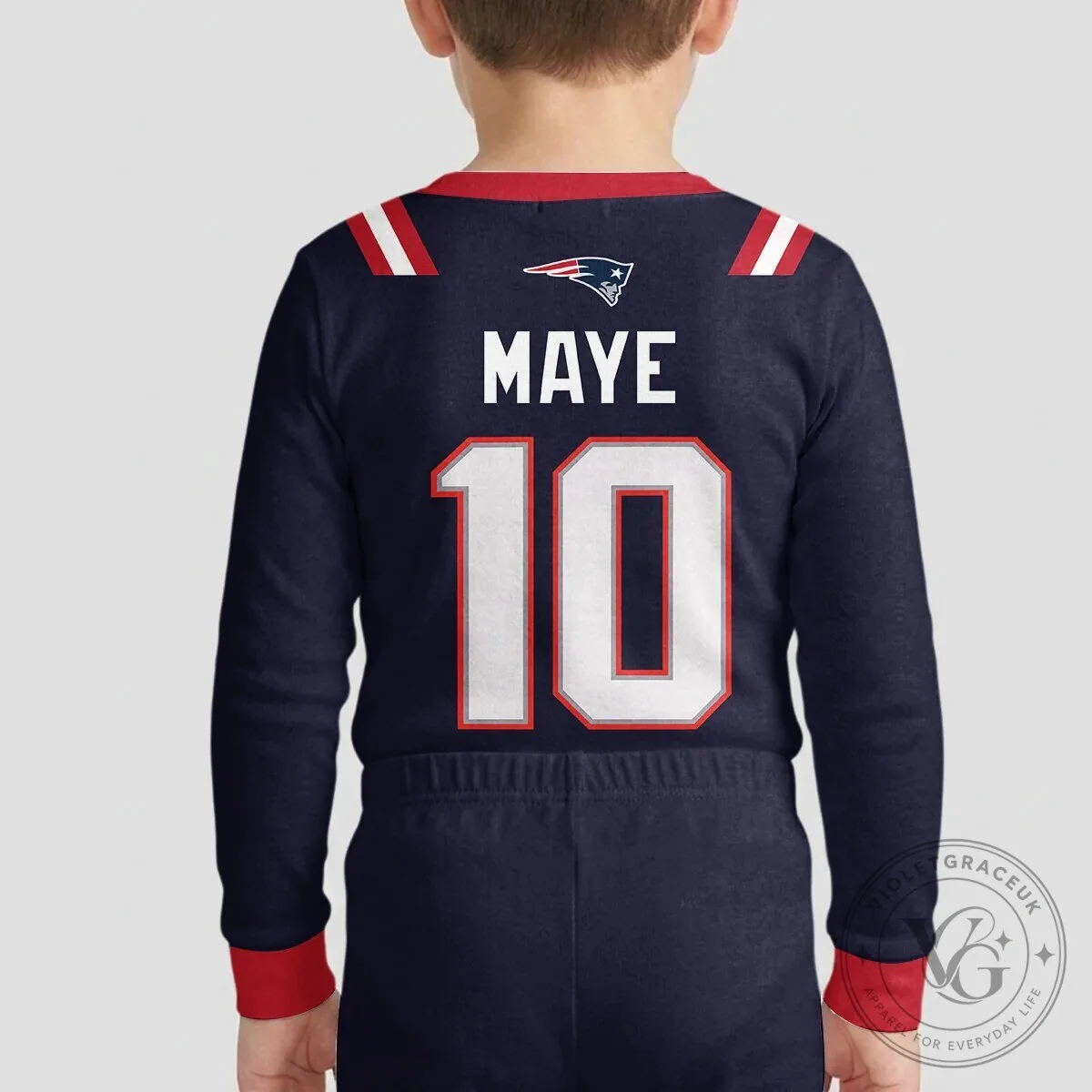 New England Patriots Mac Jones Number 10 Football Team Pajamas Set 31 New England Patriots Mac Jones Number 10 Football Team Pajamas Set