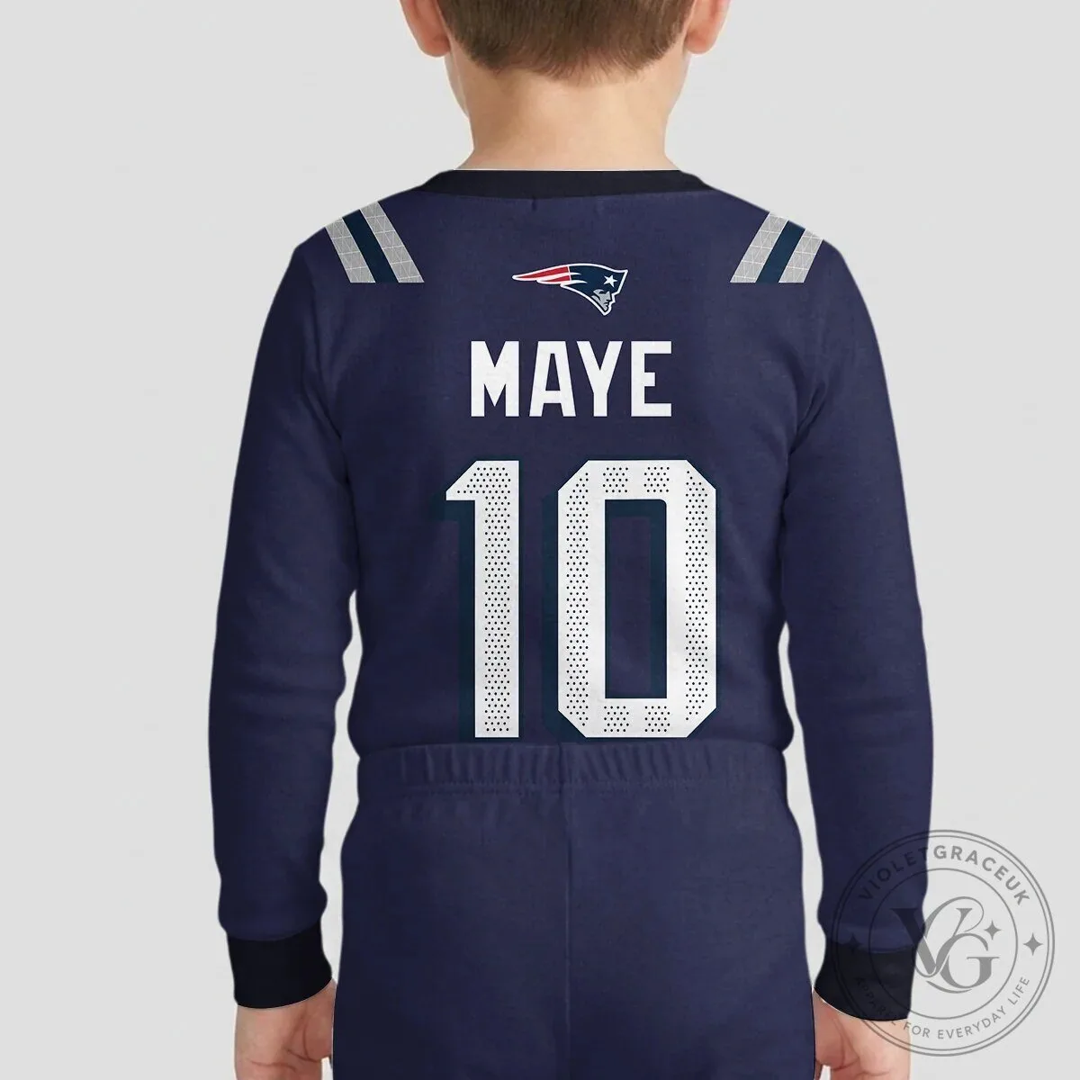 New England Patriots Mac Jones Number 10 Football Team Pajamas Set 32 New England Patriots Mac Jones Number 10 Football Team Pajamas Set