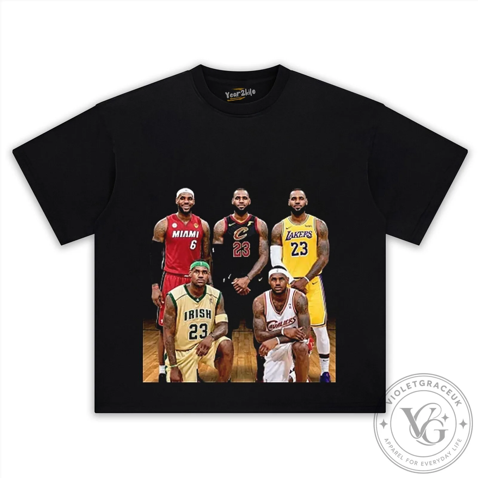 LeBron James Basketball Career Evolution All Star Black Graphic T-Shirt