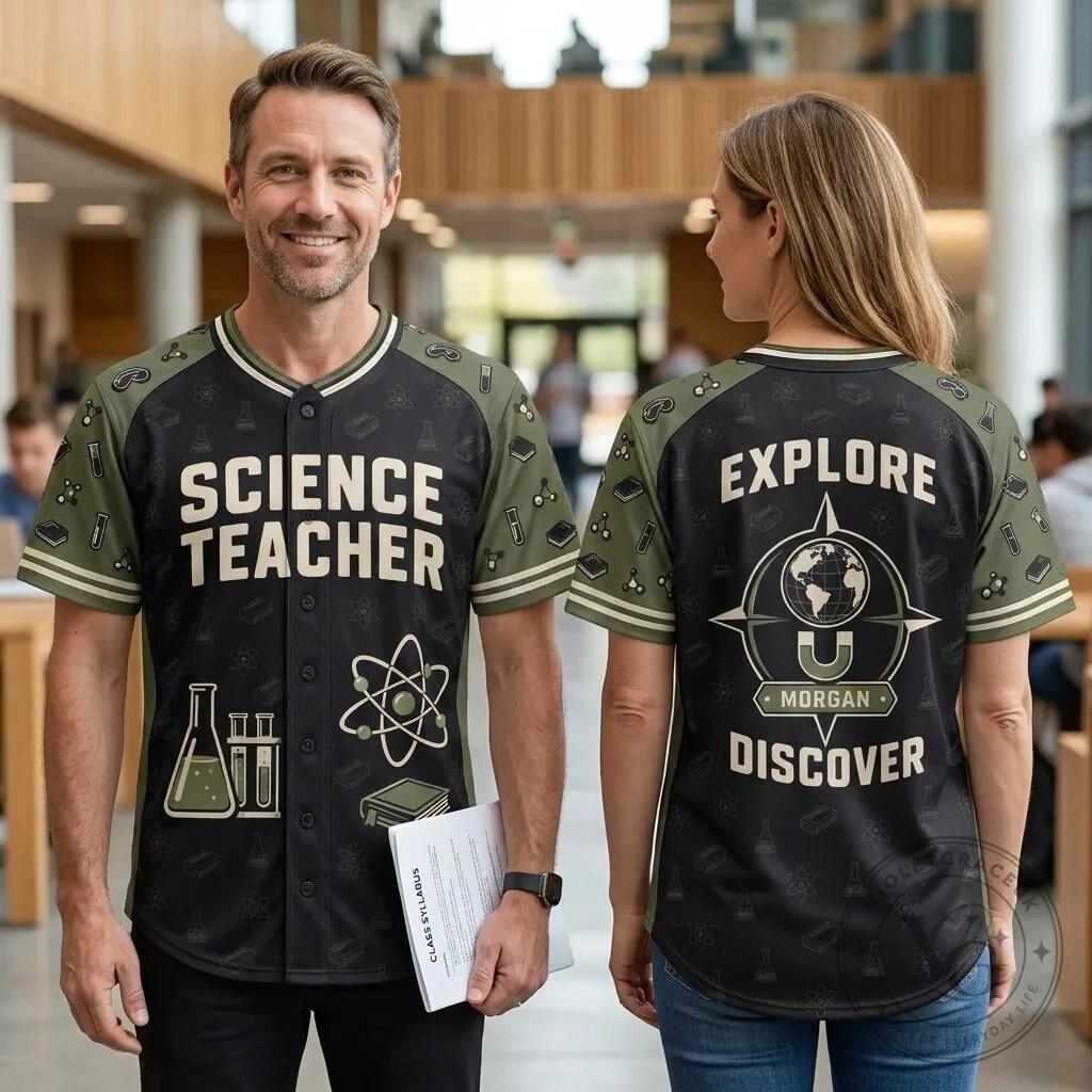 Science Teacher Personalized Baseball Jersey - Explore Discover Custom Name Shirt 7 Science Teacher Personalized Baseball Jersey - Explore Discover Custom Name Shirt