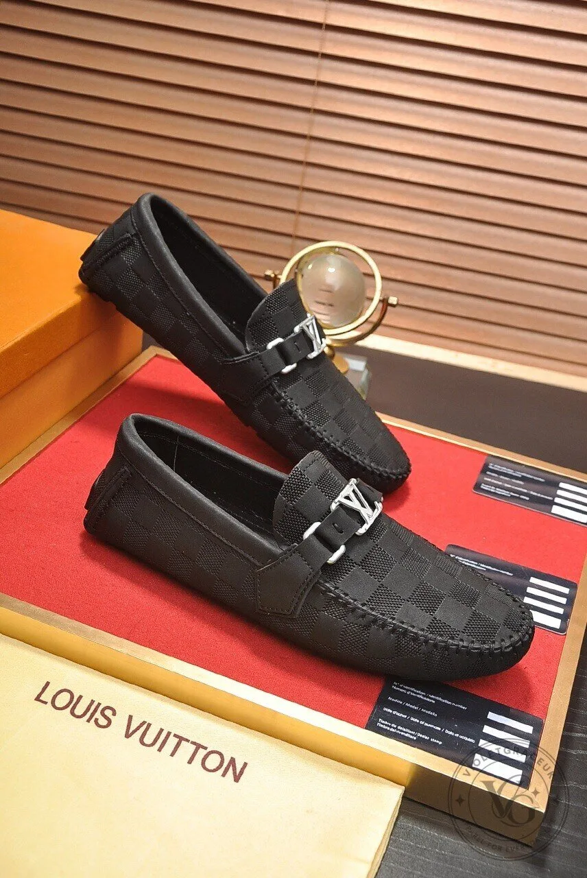 Louis Vuitton Black Damier Checkered Pattern Loafers for Men 8 Louis Vuitton Black Damier Checkered Pattern Loafers for Men