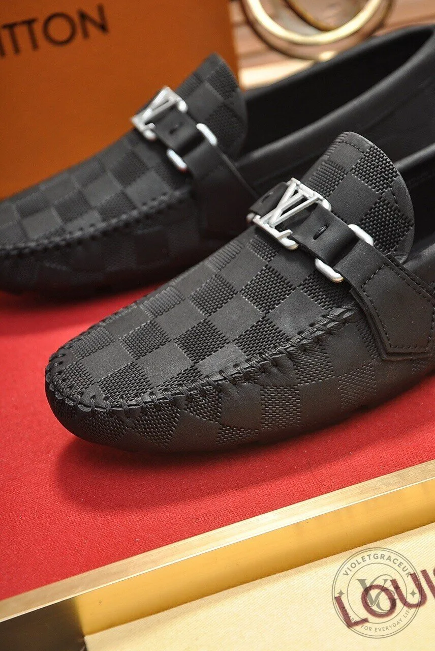 Louis Vuitton Black Damier Checkered Pattern Loafers for Men 10 Louis Vuitton Black Damier Checkered Pattern Loafers for Men