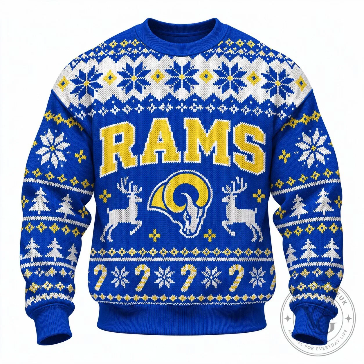 Crewneck Sweatshirt for the Holidays featuring Los Angeles Rams Ugly Christmas Design