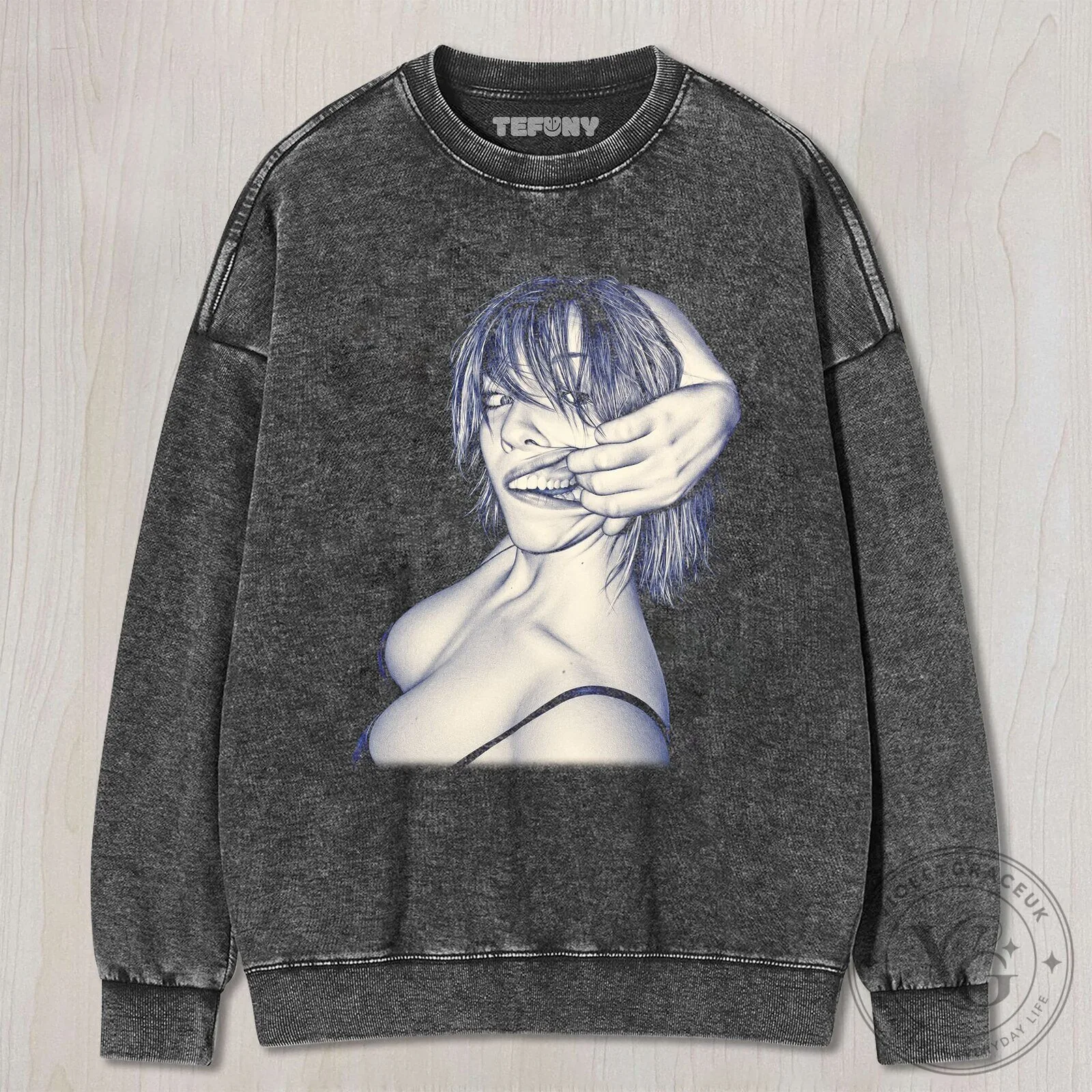 Sexy Girl Pulling Lips Funny Graphic Washed Black Unisex T-Shirt 12 Sexy Girl Pulling Lips Funny Graphic Washed Black Unisex T-Shirt