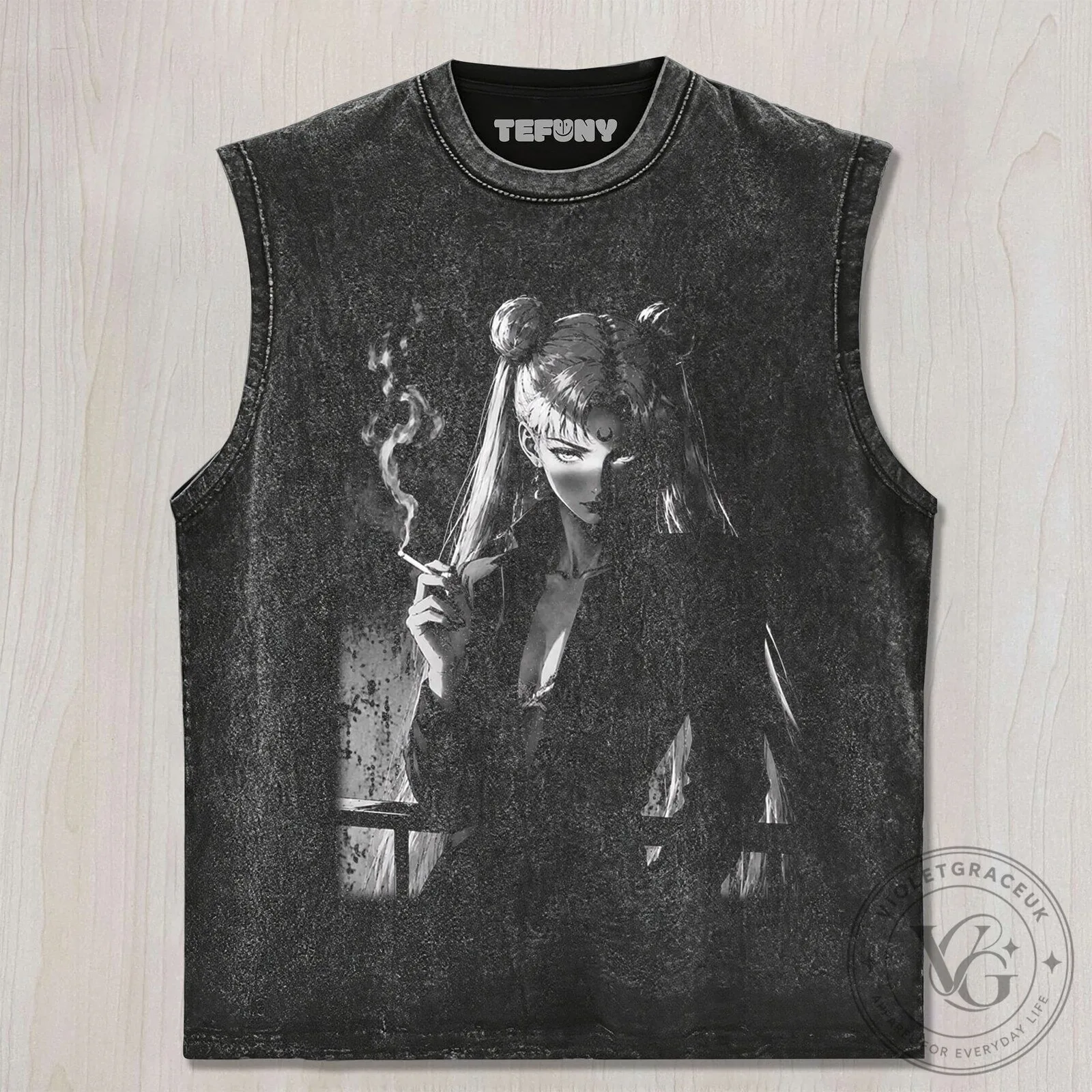 Sailor Moon Smoking Anime Manga Character Graphic Print Washed T-Shirt 10 Sailor Moon Smoking Anime Manga Character Graphic Print Washed T-Shirt