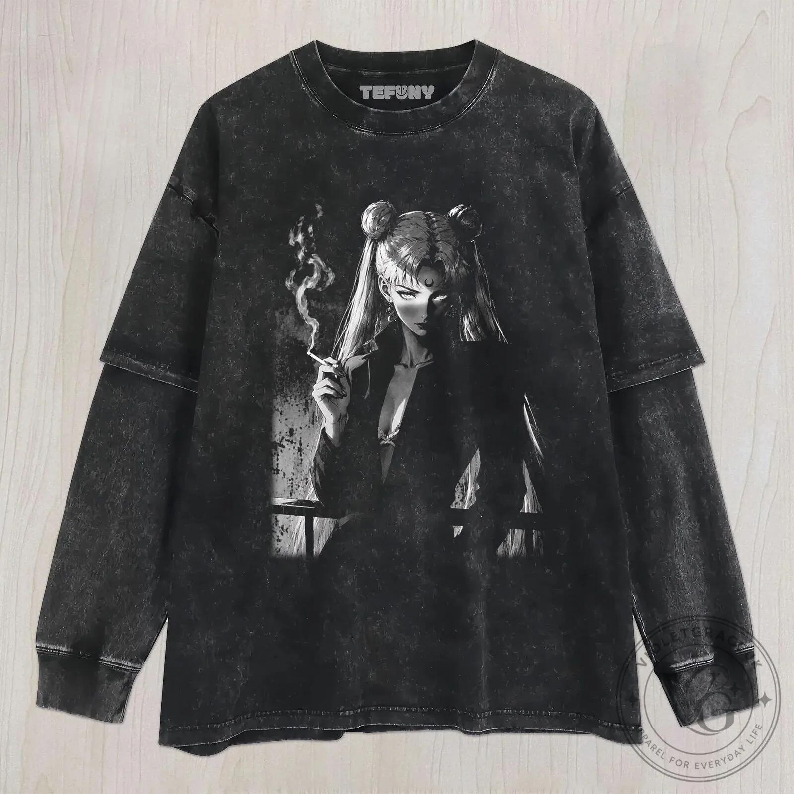 Sailor Moon Smoking Anime Manga Character Graphic Print Washed T-Shirt 11 Sailor Moon Smoking Anime Manga Character Graphic Print Washed T-Shirt