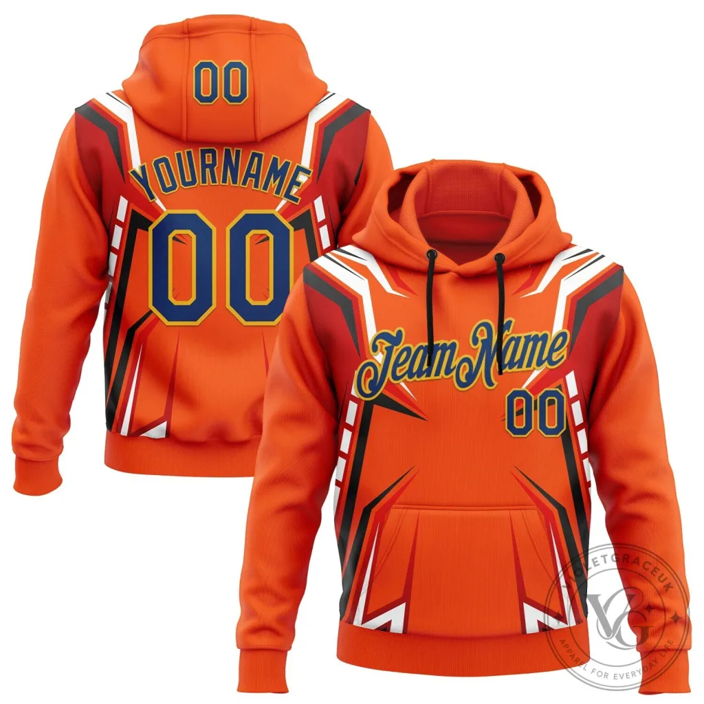Custom Orange Navy Blue Black Gold Car Racing Motorsport Pullover Hoodie Custom Orange Navy Blue Black Gold Car Racing Motorsport Pullover Hoodie