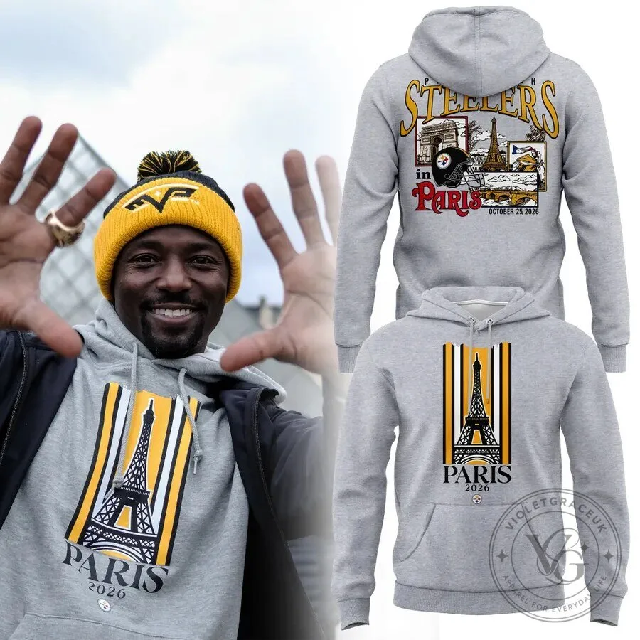 Pittsburgh Steelers 2026 Paris Game Eiffel Tower Gray Hoodie