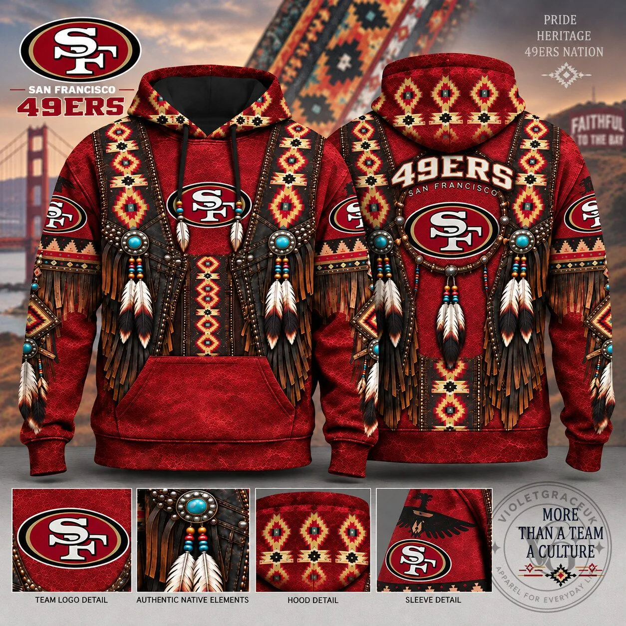 San Francisco 49ers Heritage Native American Inspired Football Hoodie