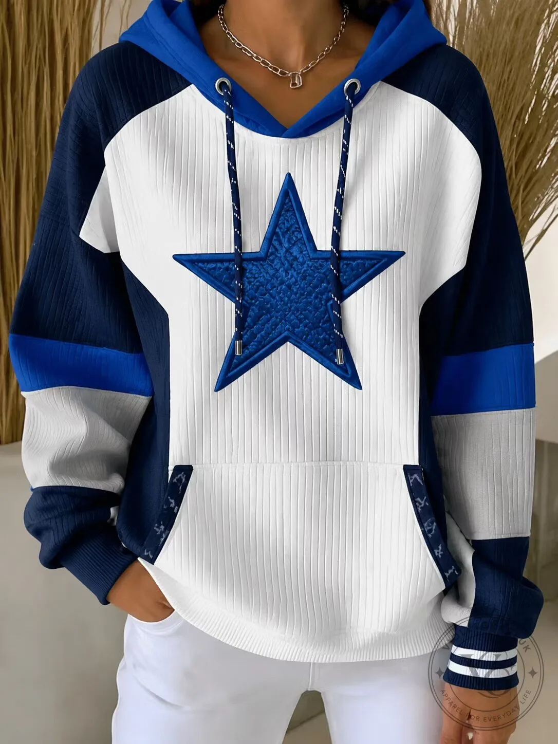 Dallas Cowboys Blue Star Football Team Women's Hooded Sweatshirt 1 Dallas Cowboys Blue Star Football Team Women's Hooded Sweatshirt