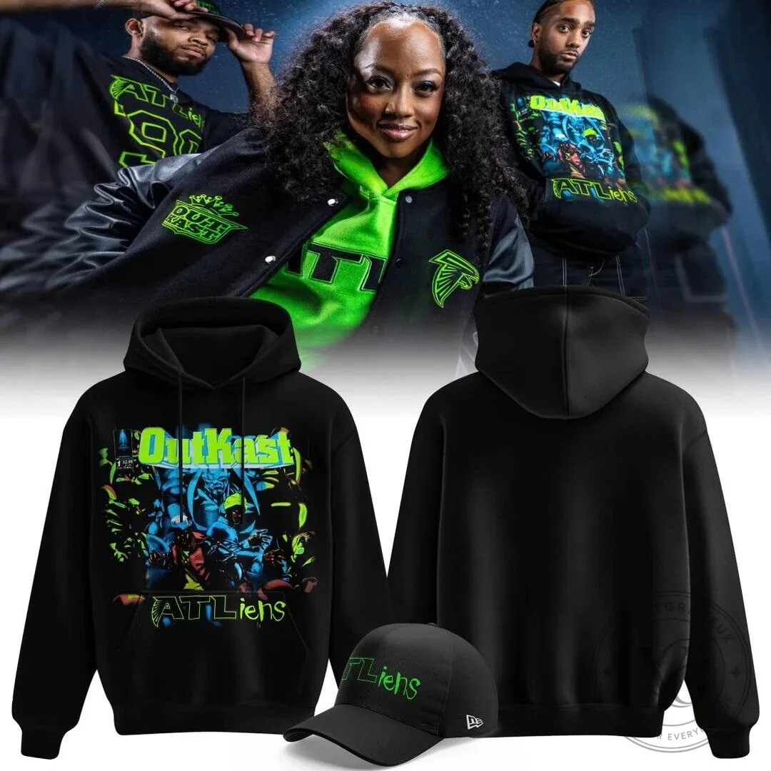 Black Pullover Hoodie Featuring OutKast's ATLiens Album Cover Art 1 Black Pullover Hoodie Featuring OutKast's ATLiens Album Cover Art