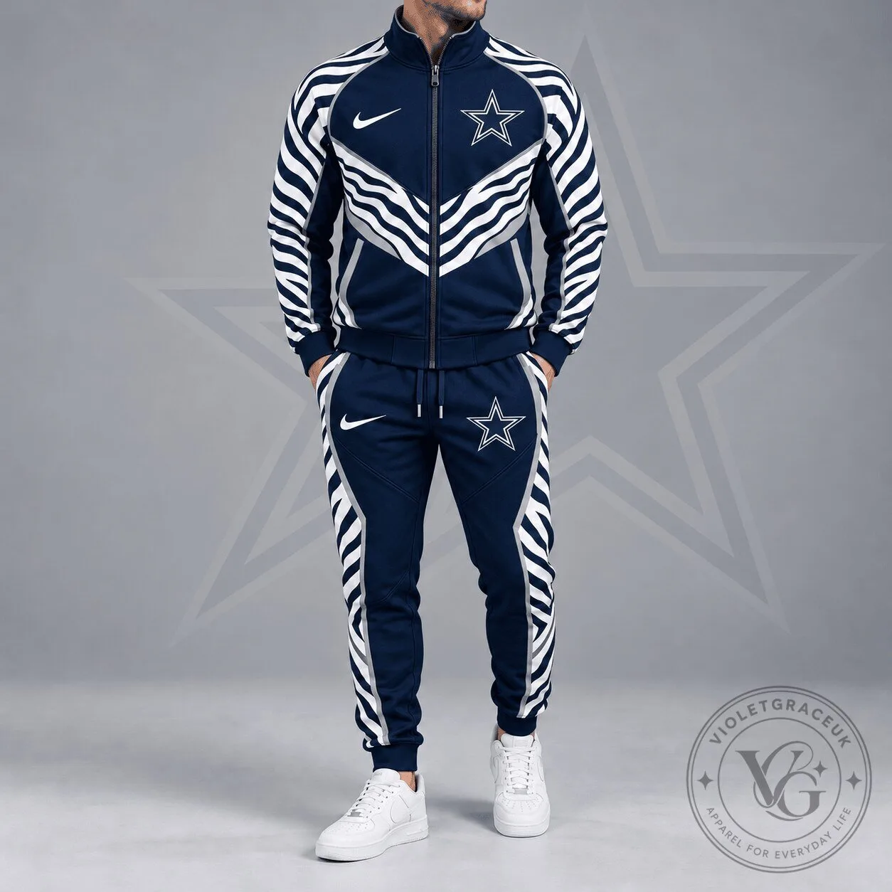Dallas Cowboys Nike Dynamic Tiger Stripe Print Full Zip Track Jacket