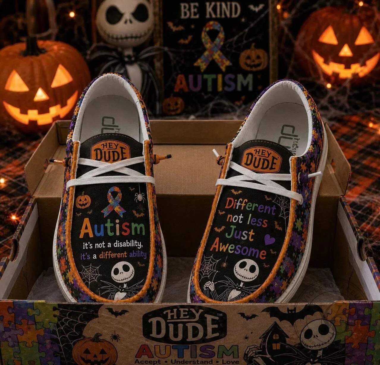 Autism Awareness Jack Skellington Hey Dude Shoes