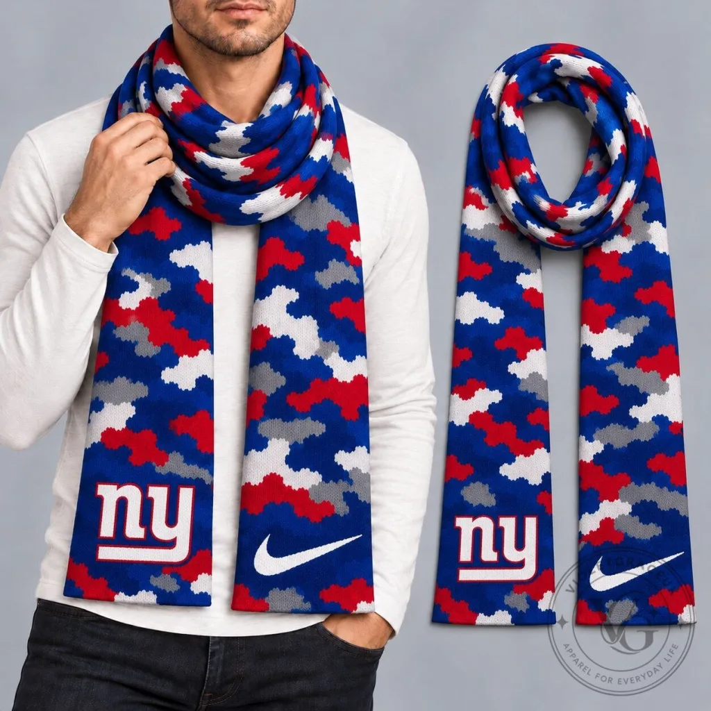 New York Giants NFL Football Team Logo Camouflage Pattern Winter Scarf New York Giants NFL Football Team Logo Camouflage Pattern Winter Scarf