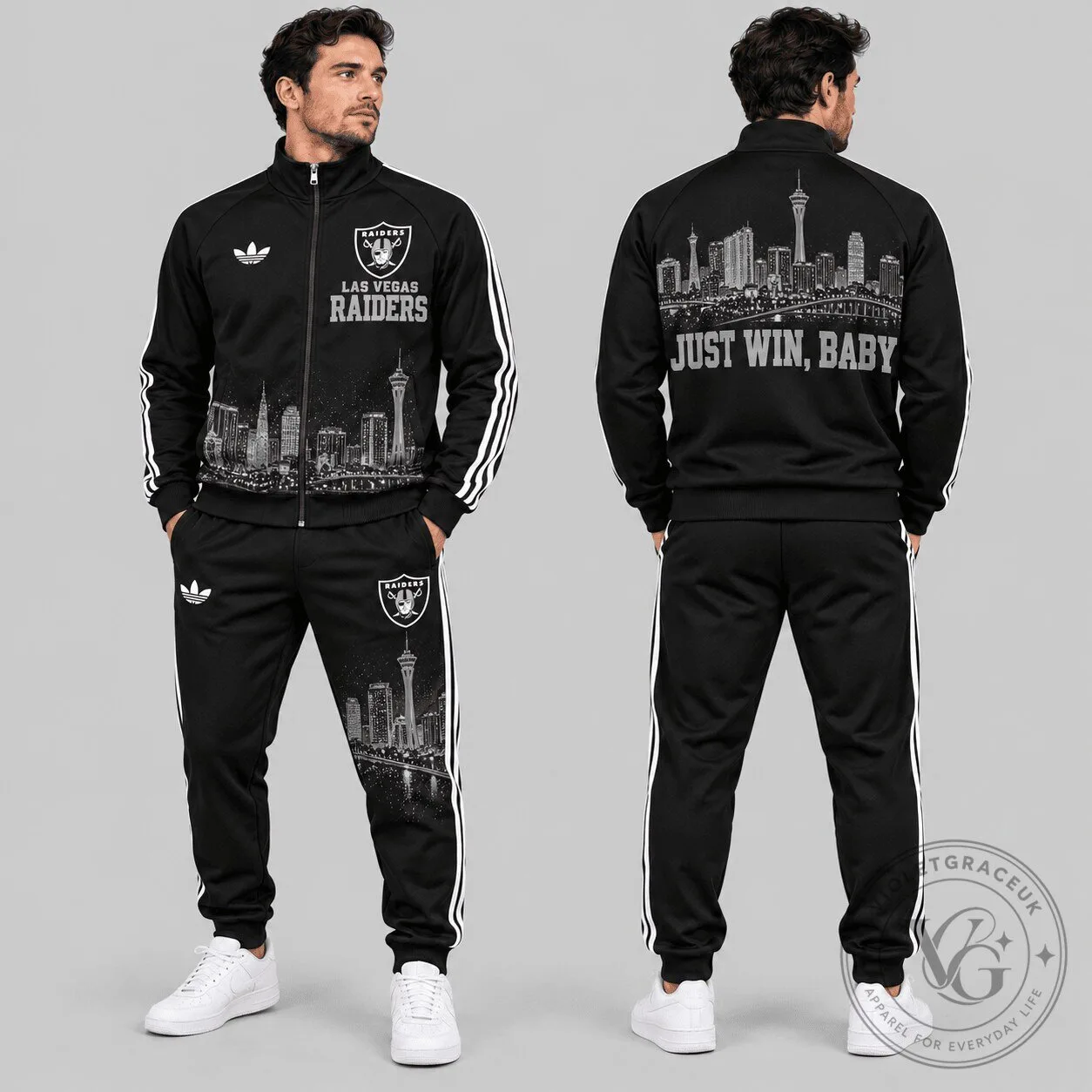 Las Vegas Raiders City Skyline Track Jacket and Jogger Set for Men