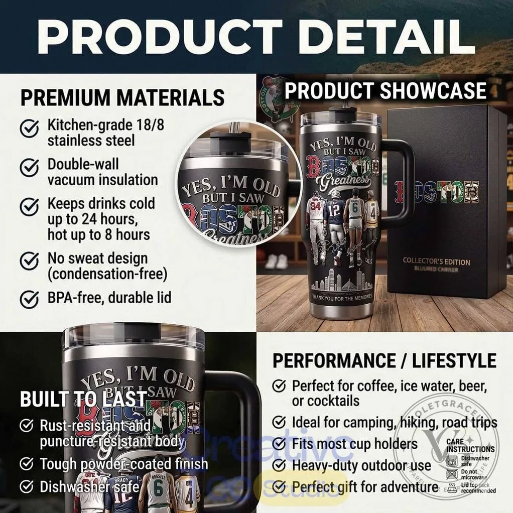 Boston Sports Teams Greatness Collector's Edition Stainless Steel Tumbler 7 Boston Sports Teams Greatness Collector
