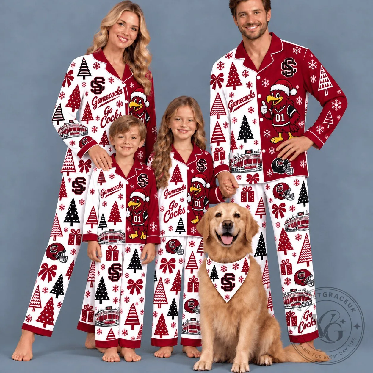 South Carolina Gamecocks Christmas Family Pajamas Set 3 South Carolina Gamecocks Christmas Family Pajamas Set