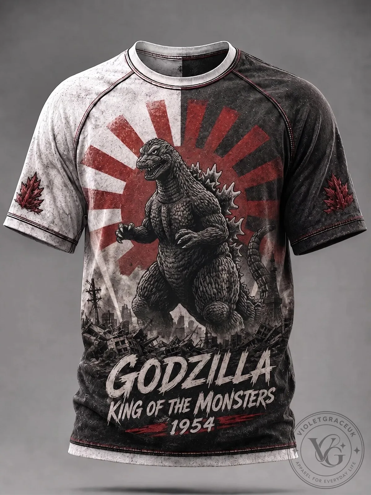 Godzilla King of the Monsters 1954 Japanese Flag T-Shirt 1 Godzilla King of the Monsters 1954 Japanese Flag T-Shirt