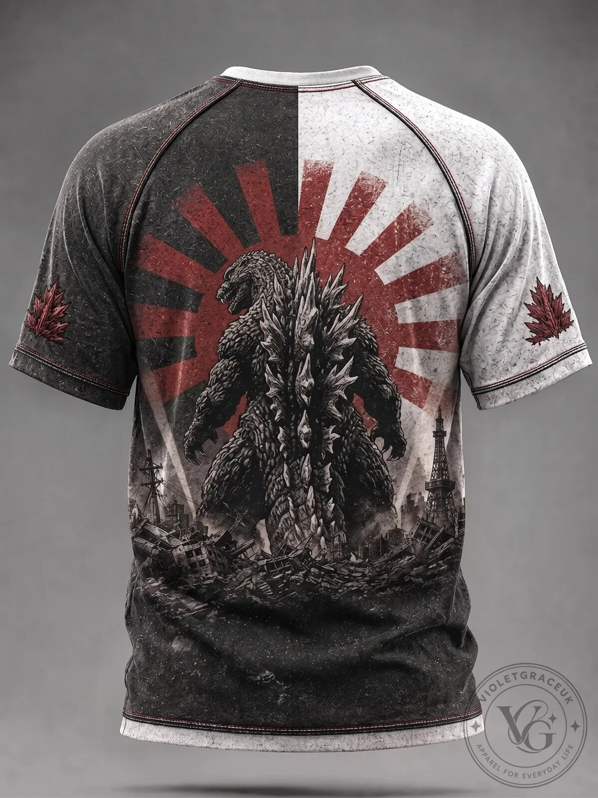 Godzilla King of the Monsters 1954 Japanese Flag T-Shirt 10 Godzilla King of the Monsters 1954 Japanese Flag T-Shirt