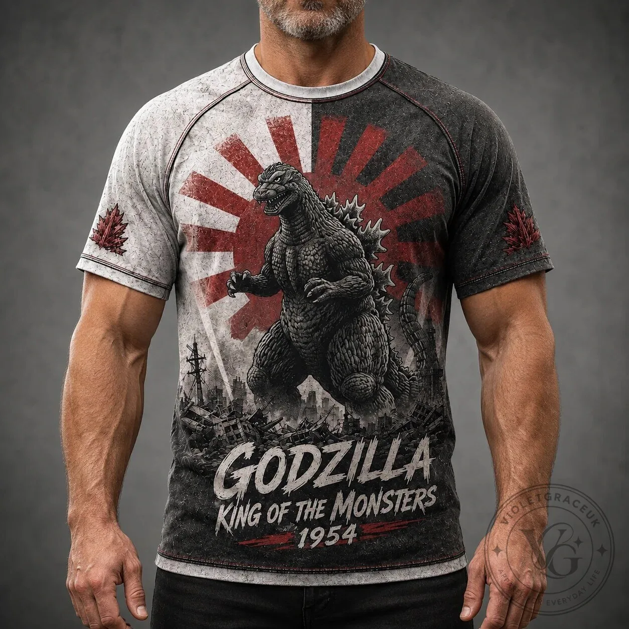 Godzilla King of the Monsters 1954 Japanese Flag T-Shirt 11 Godzilla King of the Monsters 1954 Japanese Flag T-Shirt