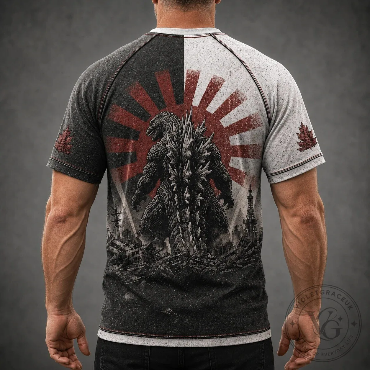 Godzilla King of the Monsters 1954 Japanese Flag T-Shirt 12 Godzilla King of the Monsters 1954 Japanese Flag T-Shirt