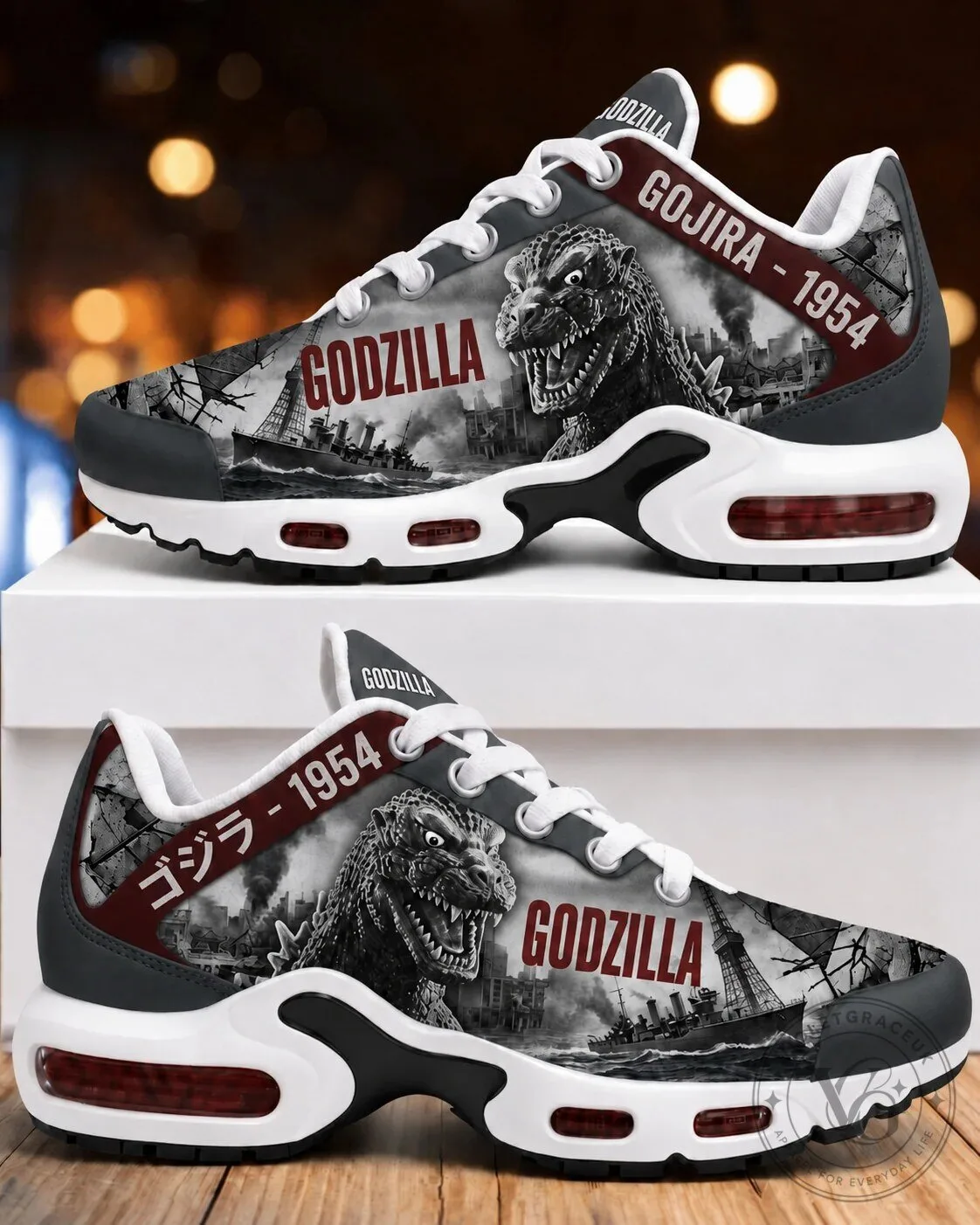 Godzilla 1954 Movie Poster Japanese Kaiju Monster Athletic Shoes