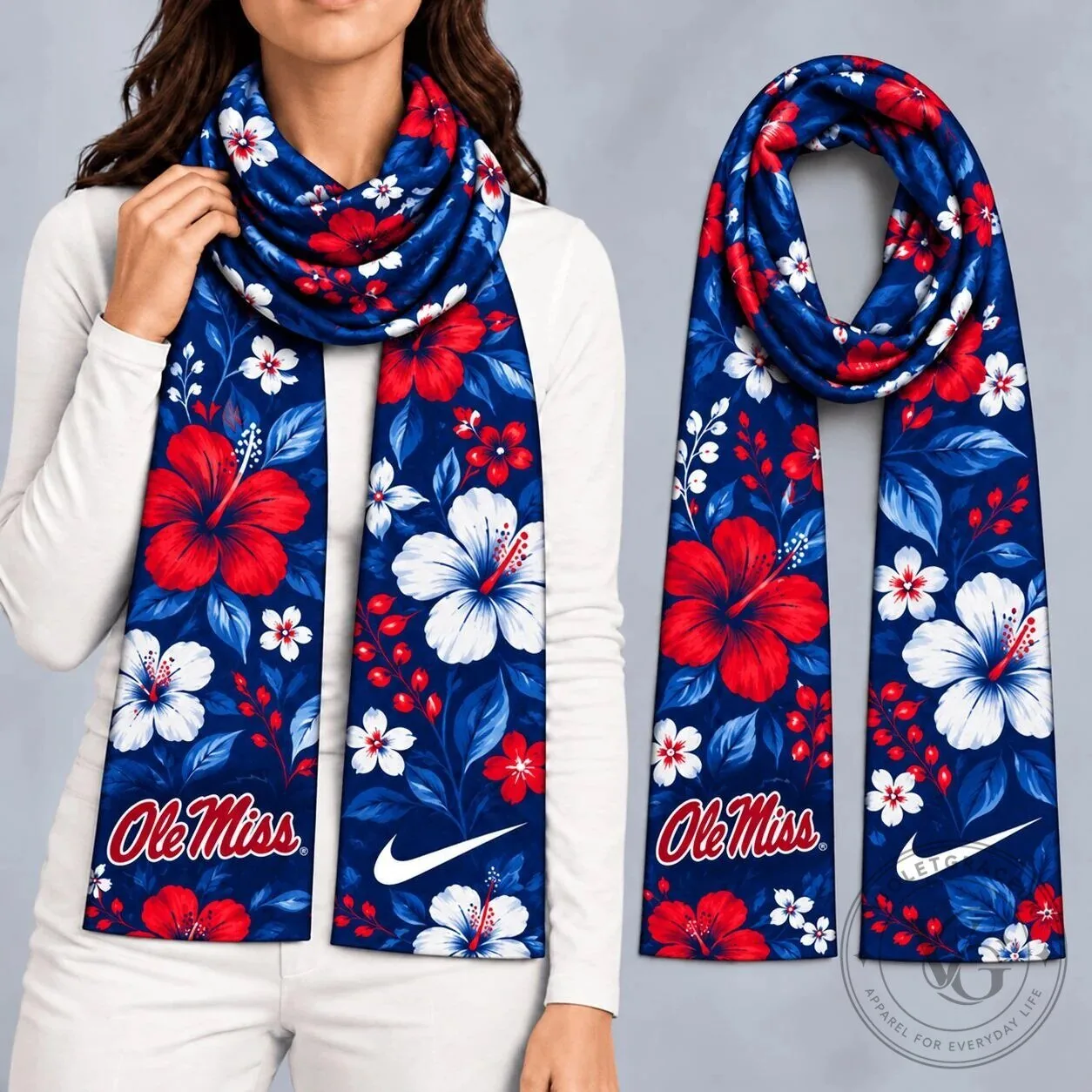 Ole Miss Rebels NCAA Floral Game Day Ready Fan Accessory Scarf 1 Ole Miss Rebels NCAA Floral Game Day Ready Fan Accessory Scarf